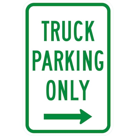 Lyle Truck Parking Only with Right Arrow, 12x18, Non-Reflective, White G-4772-NA_12x18