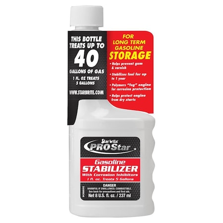 Star Brite Protects Gas And Engine Components During Storage; Gasoline; 8 Ounce Bottle; Single; With US Label 084308P