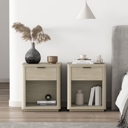 Manhattan Comfort Evelyn Nightstand in Natural - Set of 2 2-NS011-NA