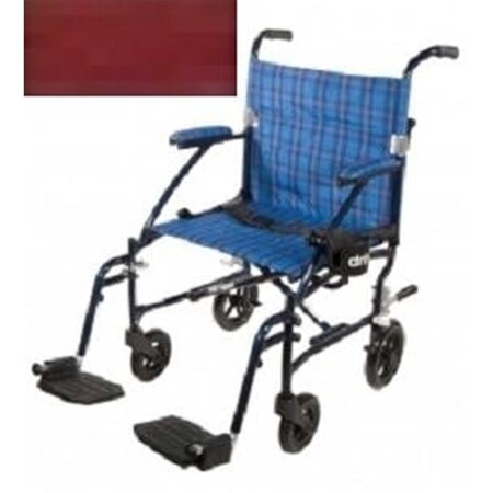 Refuah 19 Inch Fly Lite Aluminum Transport Chair Red RE1659632