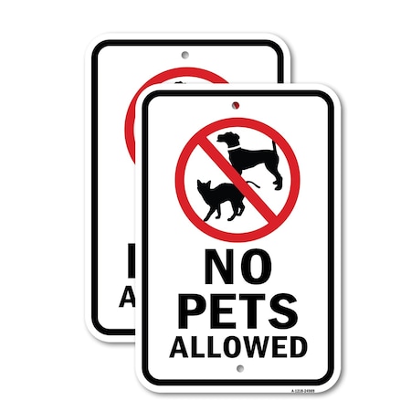 Signmission No Pets Allowed 1 Dog & Cat Image-Black Letters Aluminum, 18" x 24", A-1824-24989 A-1824-24989