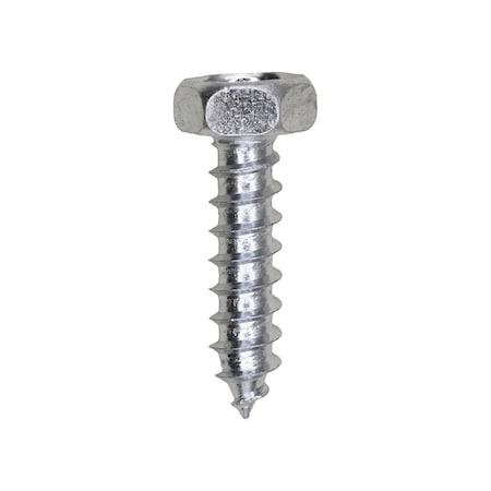 14 x 1in Indented Hex Head Tapping Screw 7/16in Hex Zinc, 100PK