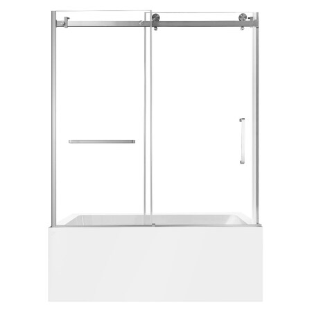 Kingston Brass 60" Acrylic Alcove Left-Hand Drain Tub with Right Sliding Tub Door, White/Brushed Nickel KVTAP6032L228