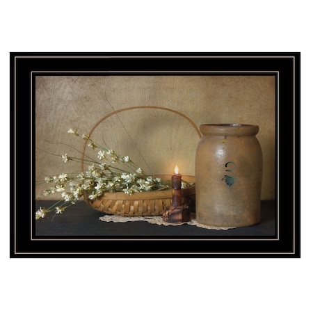 Homeroots Basket of Flowers 2 Black Framed Print Wall Art 407316