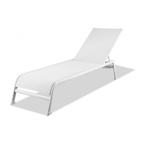 Homeroots Set of Two 23" White and Chrome Indoor Outdoor Chaise Lounge, 2PK 372158