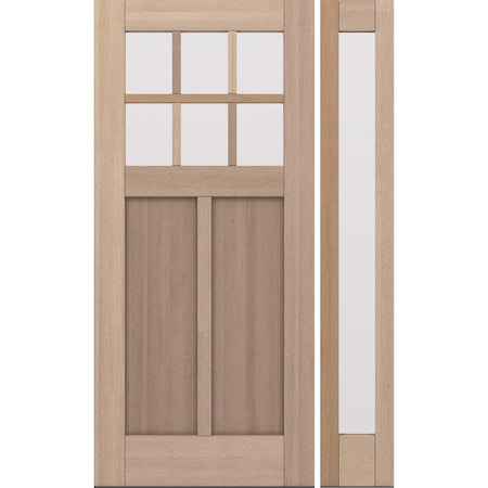 Doornmore CRF-P2G6, 51.5" x 82" ( 36" Door + 12" Side) Right Hand, Mahogany SDL 6 Lite Exterior Door CRF-P2G6-SW-3680-G101-SL_1-1_RI