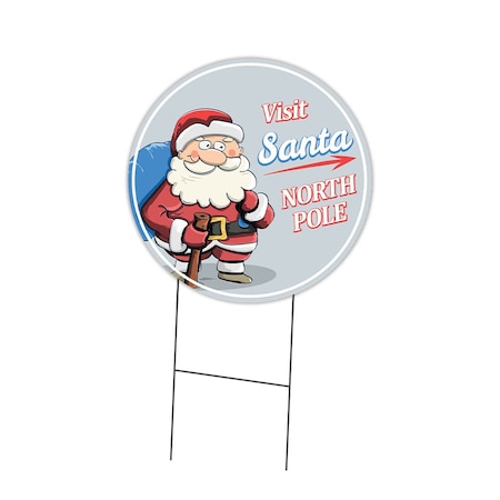 Signmission Visit Santa Double Sided Corrugated Plastic Circle Yard Sign C-16-CIR-DS-WS-Visit Santa
