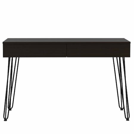 Homeroots 47" Black and Brown Wood Computer Desk With Two Drawers 403812