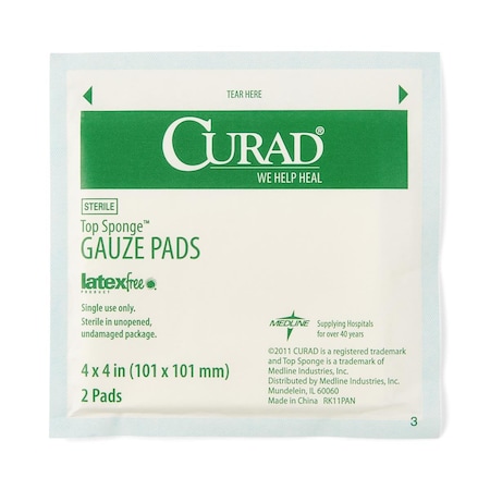 Medline CURAD Sterile Post-Op Top Sponges Gauze Pads, 4in x 4in CUR21442Z