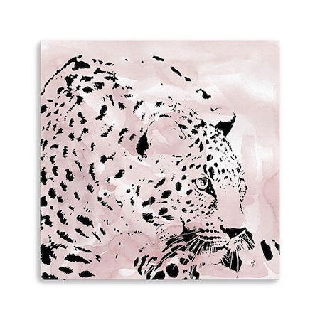 Homeroots Pink Laying Leopard Unframed Print Wall Art 398884