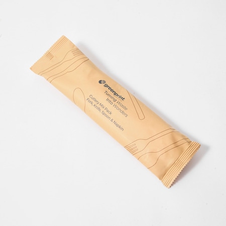 Greenprint Medium Weight Natural Agave 4 Piece Cutlery Mix Pack, Fork, Knife, Spoon and Napkin, 200 ct M4CMP200