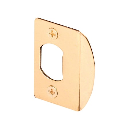 Defender Security Door Strike, 2-1/4 in L, 1-7/16 in W, Steel, Brass E 2349