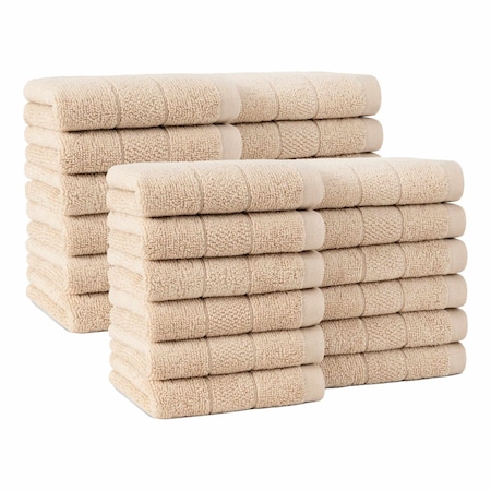 Arkwright Home Family Essentials Washcloths 12x12 Beige - Case of 144, 24PK FEWC-24PK-BG