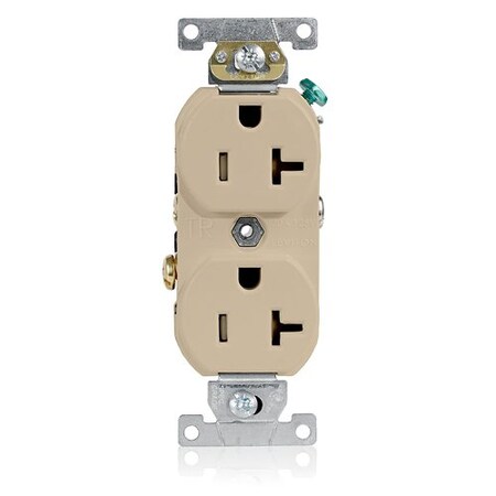 Leviton Plugs&Rcptcls, 20A, 125VAC, Ivory, Thrmplstc TCR20-I
