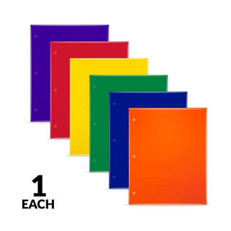 C-Line Products 8-1/2" x 11" Assorted 2-Pocket Laminated Paper Portfolio with 3-Hole Punch, 50EA/DS 06400-DS