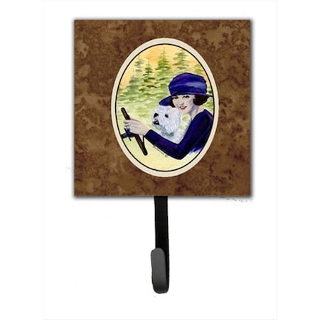 Carolines Treasures 4.25 x 6 in. Woman Driving with Her Westie Leash Or Key Hook SS8532SH4