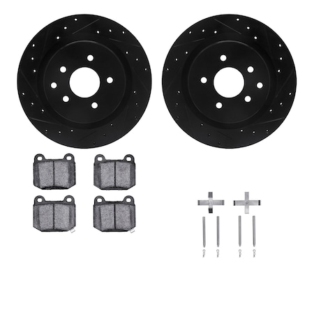 Dynamic Friction Co DFC Rotors-Drilled & Slotted-Black w/ EURO 5000 Ceramic Brake Pads Incl Hdw 8612-68002