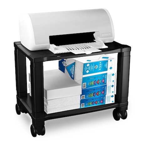 Home-Complete 2-Tier Office Desk Organizer Rolling Cart Compact Portable Under-Desk Storage with Wheels, Black HC-2401