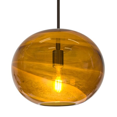 Besa Lighting Geno Stem Pendant, Vapor Amber, Bronze Finish, 1x7W LED Filament 1TT-GENOAM-EDIL-BR