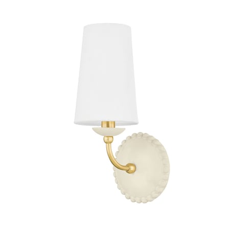 Mitzi Rhea 1 Light Wall Sconce 15 In. Aged Brass/Ceramic Antique Ivory H663101-AGB/CAI