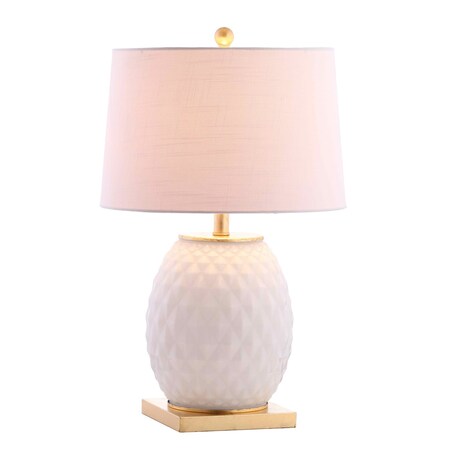 Jonathan Y Diamond 25.5 in. LED Glass/Metal Table Lamp, White/Gold Leaf JYL5043A