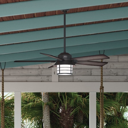Hunter Key Biscayne 54'' Weathered Zinc Outdoor Damp Rated Ceiling Fan with Light Kit 59135