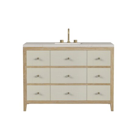 James Martin Vanities Celeste 48" Single Vanity, Sunwashed Oak with Embossed Shagreen, w/ 3 CM Siberian Silestone Top D604-V48-SHG-3SFR