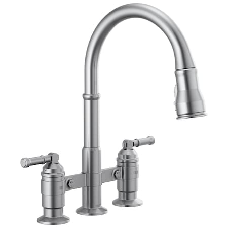 Delta Broderick Two Handle Pull-Down Bridge Kitchen Faucet 2390L-AR-DST