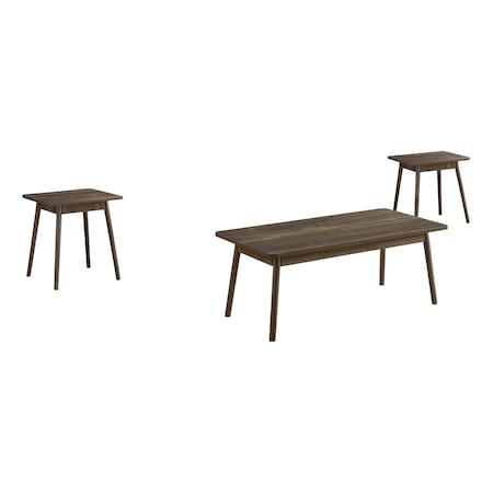 Monarch Specialties Table Set, 3pcs Set, Coffee, End, Side, Accent, Living Room, Dark Brown Laminate, Mid Century I 7856P