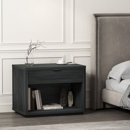 Manhattan Comfort Evelyn 32in Nightstand 2.0 in Charcoal Grey NS012-CH