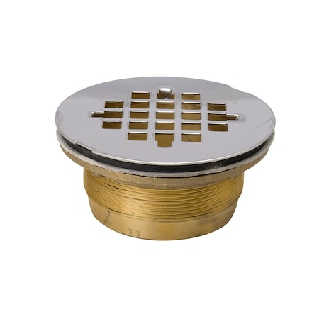 B & K 4-1/2-in Brass Threaded Shower Drain with Polished Chrome Grid 133-302
