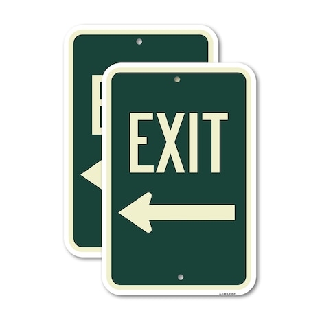 Signmission Exit Sign, Heavy Gauge Aluminum, 12 in W, 18 in H A-1218-2PACK-24521
