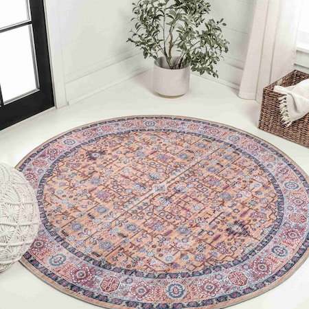 Jonathan Y Kemer All-Over Persian Non-Slip Machine-Washable Multi 5 ft Round Area Rug WSH104A-5R
