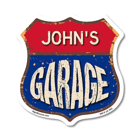 Signmission John's Garage, 12 Inch X 12 Inch, Plastic Sign SHI-P-12-383-JOHN