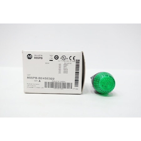 Allen Bradley GREEN PANEL MOUNT INDICATOR 24V-AC 855PB-B24SE322
