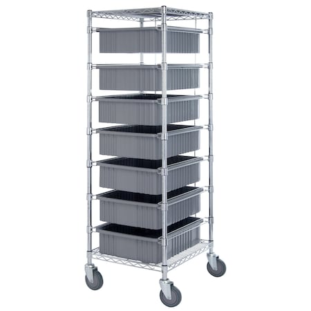 Quantum Storage Systems WIRE BIN CART W/7 GRAY BINS BC212469M1GY