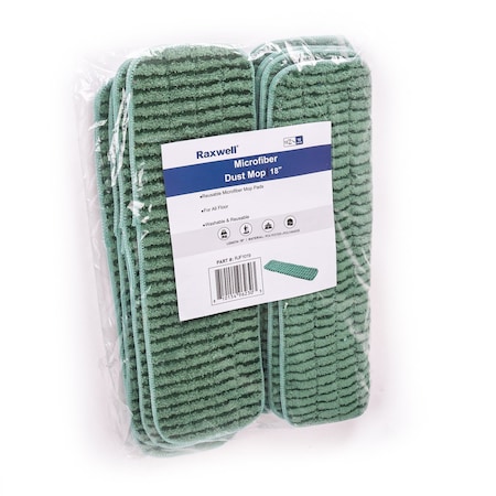 Raxwell Flat Scrubbing Mop, 18", Microfiber, Green, 12PK RJF1019