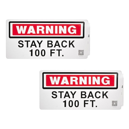 Mytee Products 8-1/2″x18″ Warning Stay Back 100 FT. Self-Adhesive Decal Laminated Sign, 2PK DECAL-W100x2