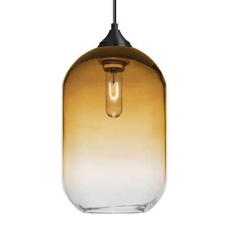 Besa Lighting Besa Omega 12 Pendant, Amber/Clear, Black Finish, 1x 60W MAX E26 Base 1JT-OMEGA12AM-BK