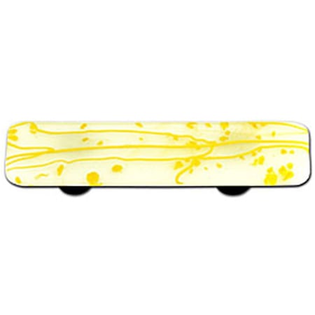 Palacedesigns Mardi Gras Yellow with White Rectangle Glass Cabinet Pull - Aluminum Post PA165141