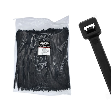 Cable Ties Unlimited Heat Stabilized Cable Tie, 14 in L, 50 lb Strength, 4 in Max Bundle Dia, Nylon, UV-Res, Blk, 1000PK HS14-50-M