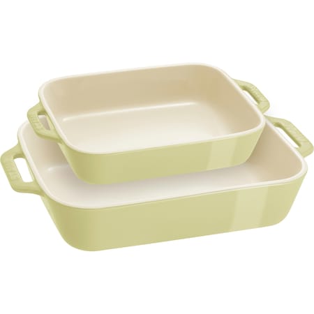 Staub Ceramic 2-pc Rectangular Baking Dish Setand, Macaron Pastel Green 1029454