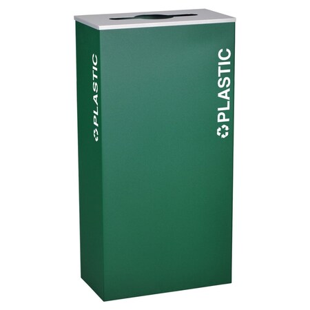 Ex-Cell Kaiser Rectangular Plastic 17 GallonRecycling Receptacle, Emerald Texture RC-KD17-PL EGX