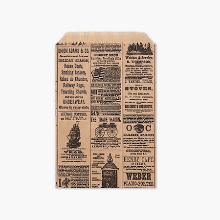 Nashville Wraps Newsprint Kraft Paper Merchandise Bags, 4.75x6.75, 100PK MB0NPM
