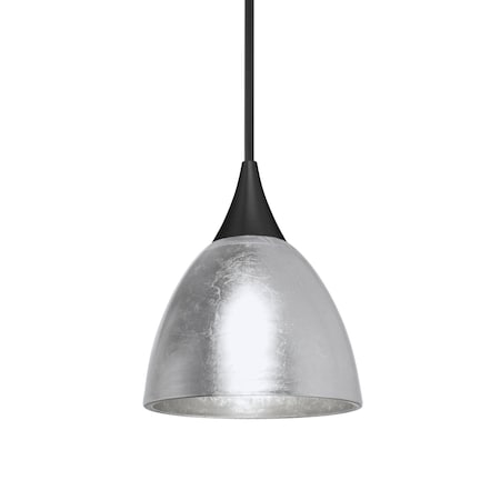 Besa Lighting Besa Divi Pendant, Silver Foil, Black Finish, 1x 9W LED 1XT-1758SF-LED-BK