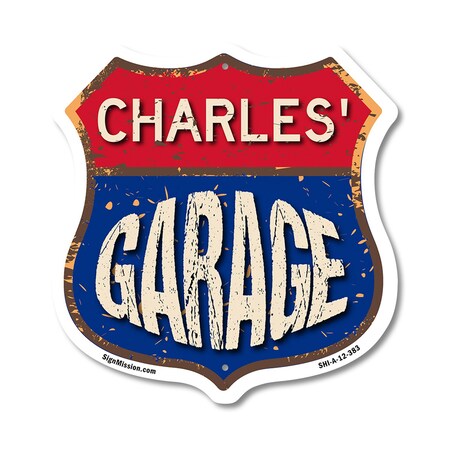 Signmission Charles's Garage, 12 Inch X 12 Inch, Aluminum Metal Sign SHI-A-12-383-CHARLES