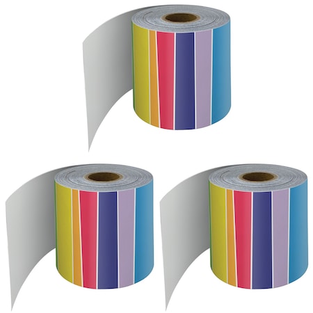 Carson Dellosa Rainbow Rolled Straight Border, 65 Feet Per Roll, 3PK 108475