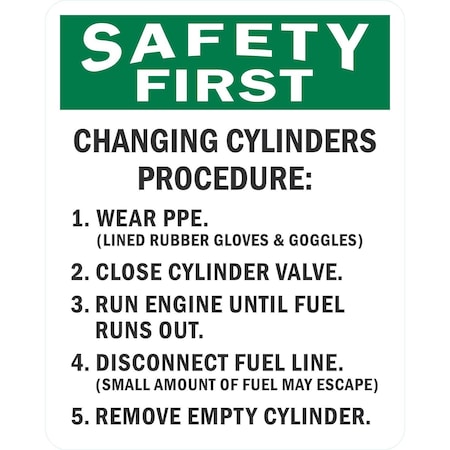 Lyle Changing Cylinders Procedure, 1. Wear PPE, 2.Close Cylinder, 24x30, Non-Reflective, White G-14221-NA_24x30