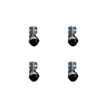 Service Caster 2 Inch Gloss Black Polyolefin Ball Caster - Corner Mount Bracket - SCC, 4PK SCC-GR01S20-POS-GB-716-4-CB90-4