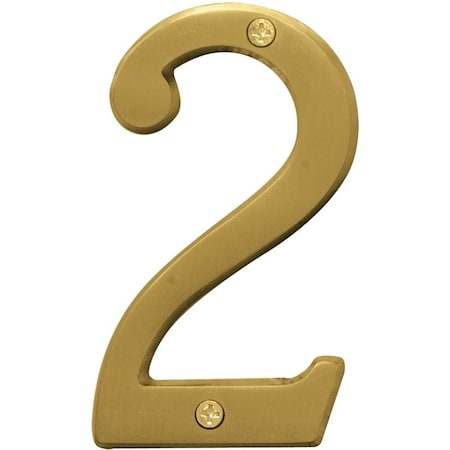 Hy-Ko Prestige Series House Number, Character: 2, 4 in H Character, Brass Character, Brass BR-43BB/2